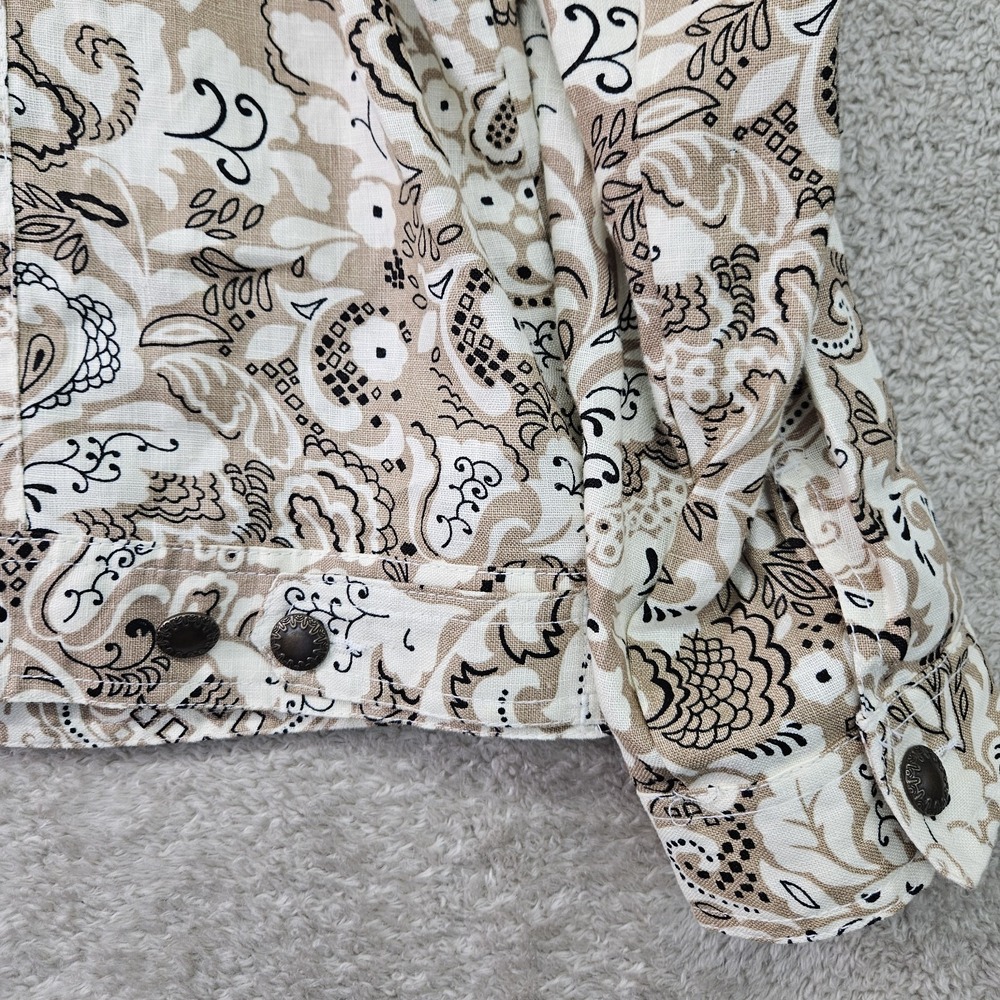 Anthropologie Lucy & Laurel Linen Jacket Womens 2X Paisley Boho Trucker Style - Picture 8 of 14